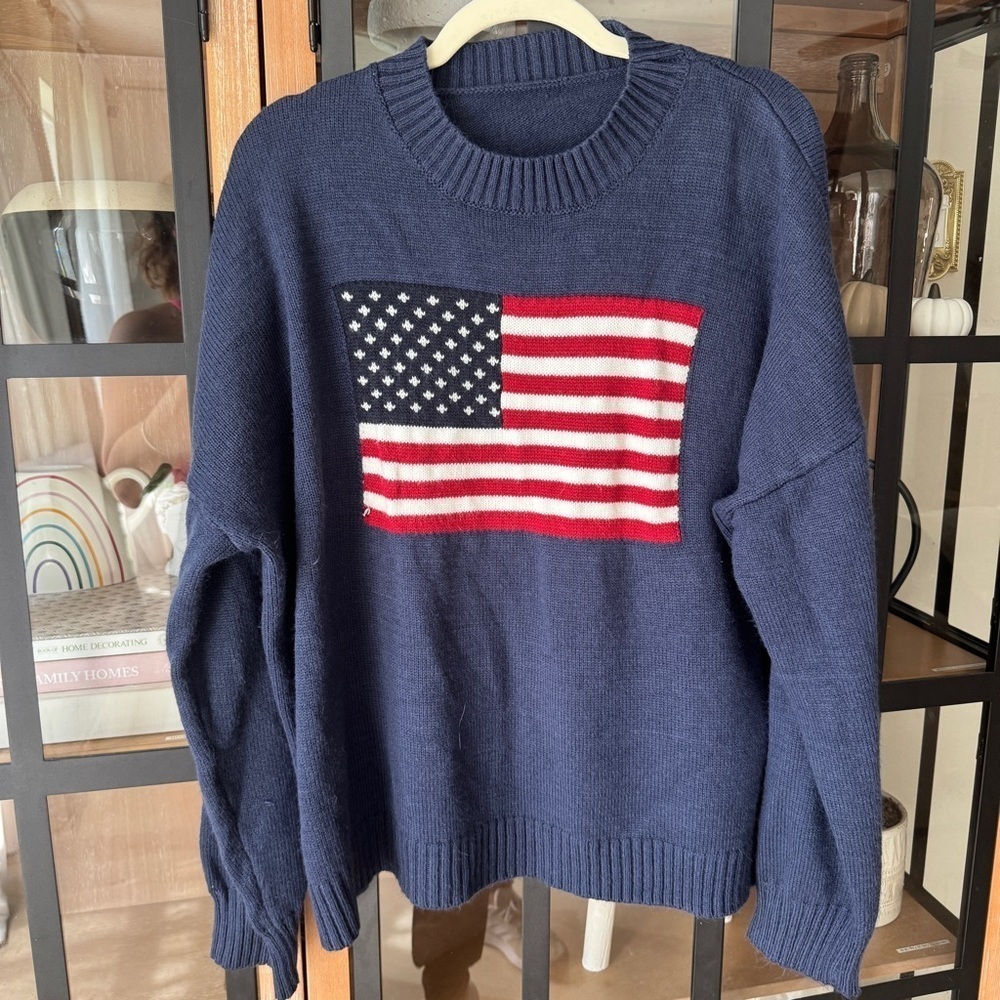 USA flag navy sweater knit ribbed brandy nico american oversized Ralph lauren